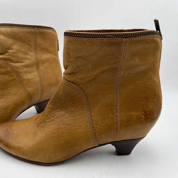 Frye Steffi Zip Short Camel 3477467 Leather Bootie Size 9 - Picture 7 of 12